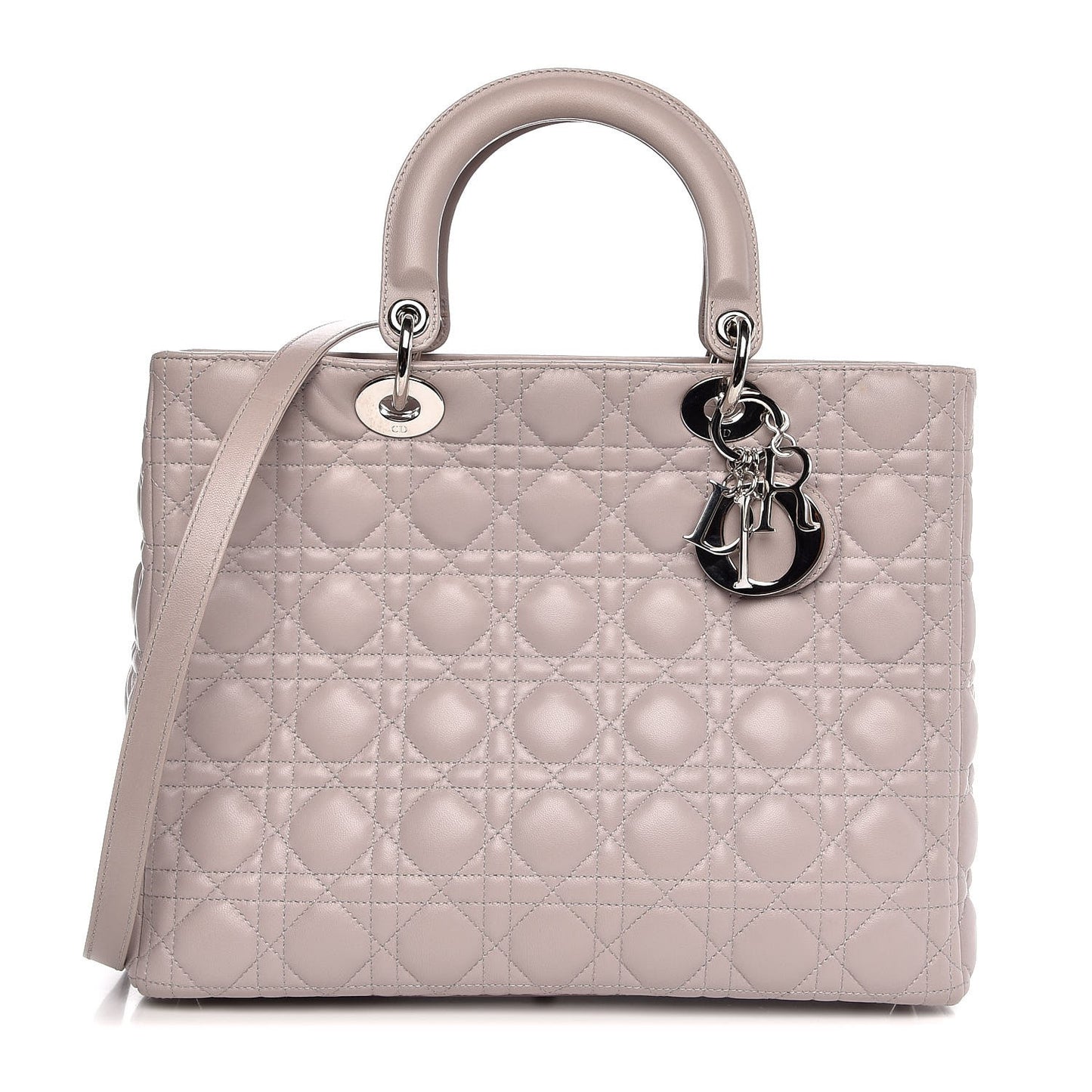 Lambskin Cannage Large Lady Dior Light Grey