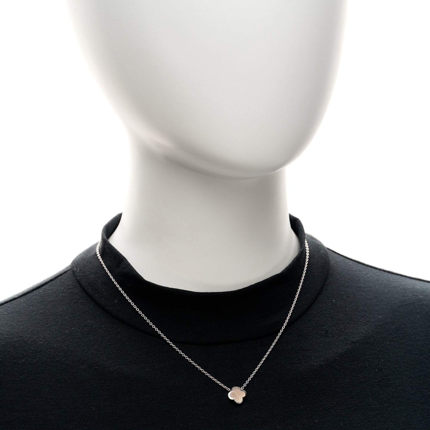 18K White Gold Gray Mother of Pearl Pure Alhambra Pendant Necklace