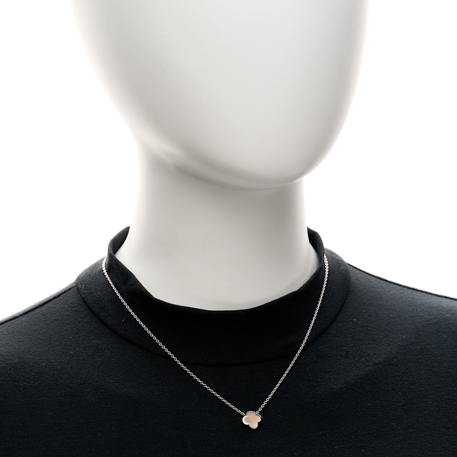 Van Cleef & Arpels 18K White Gold Gray Mother of Pearl Pure Alhambra Pendant Necklace 2 of 5
