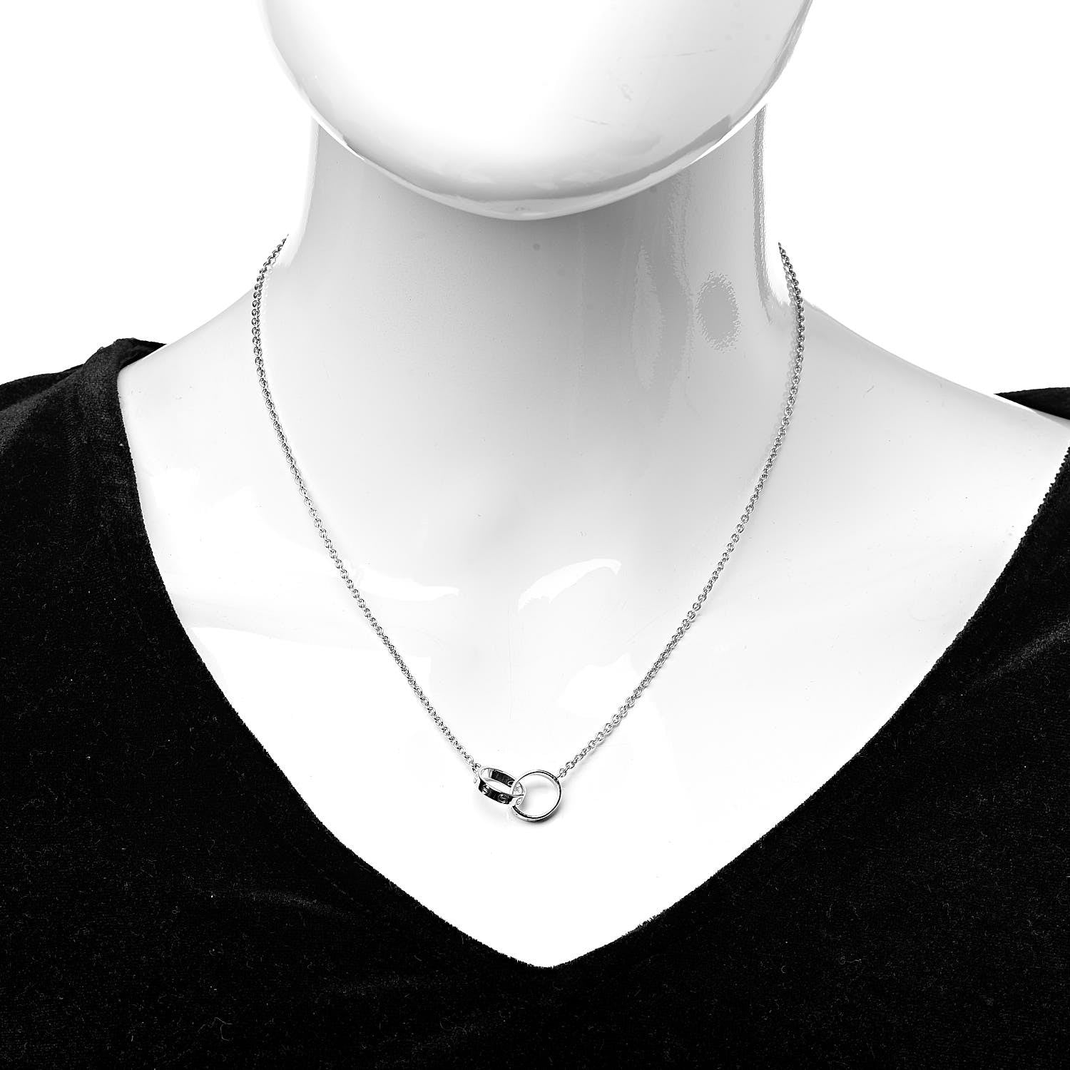 Cartier 18K White Gold Interlocking LOVE Necklace 2 of 6