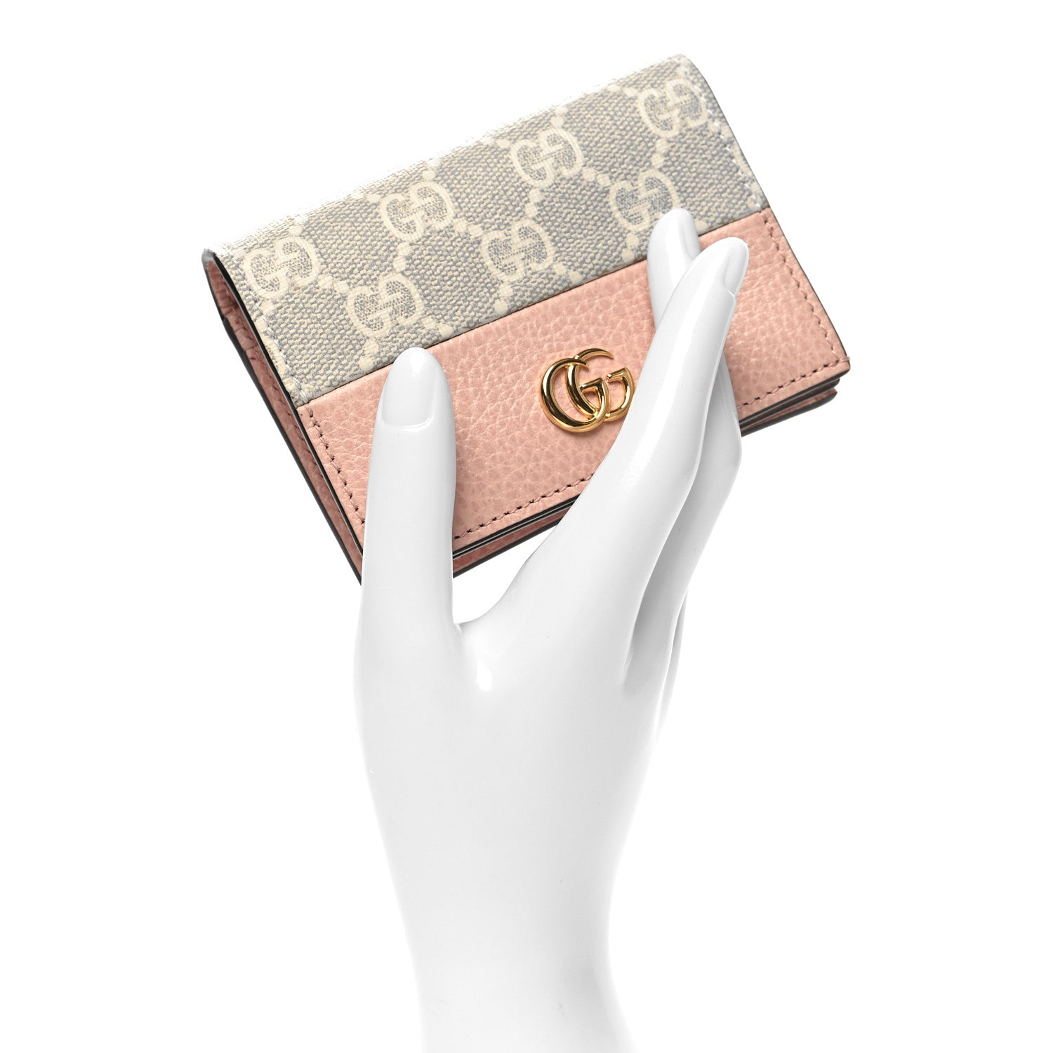 Gucci Dollar Calfskin GG Supreme Monogram GG Marmont Card Case Perfect Pink Beige Mystic White 2 of 11