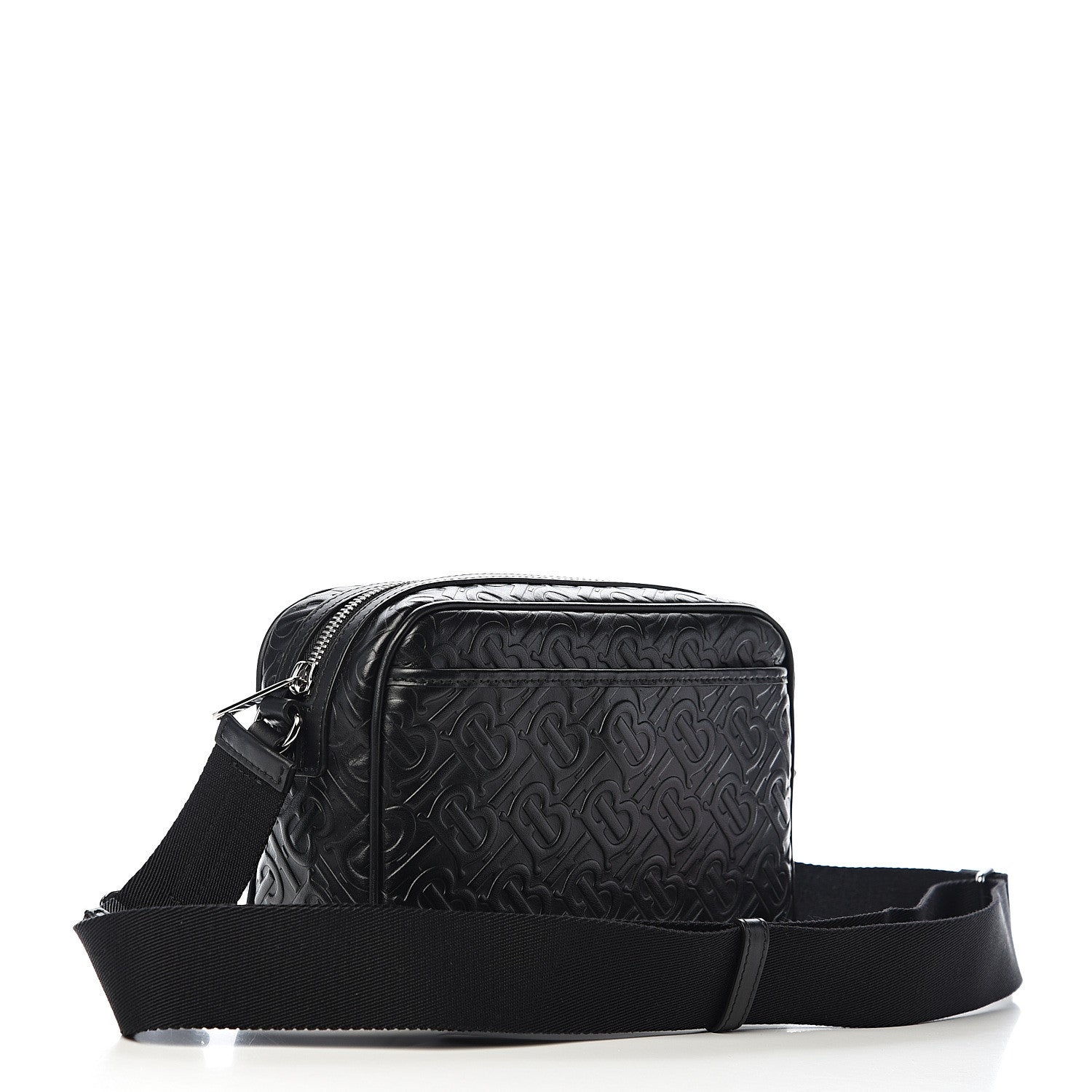 Burberry Calfskin Embossed Monogram Small Camera Bag Black 2 of 9