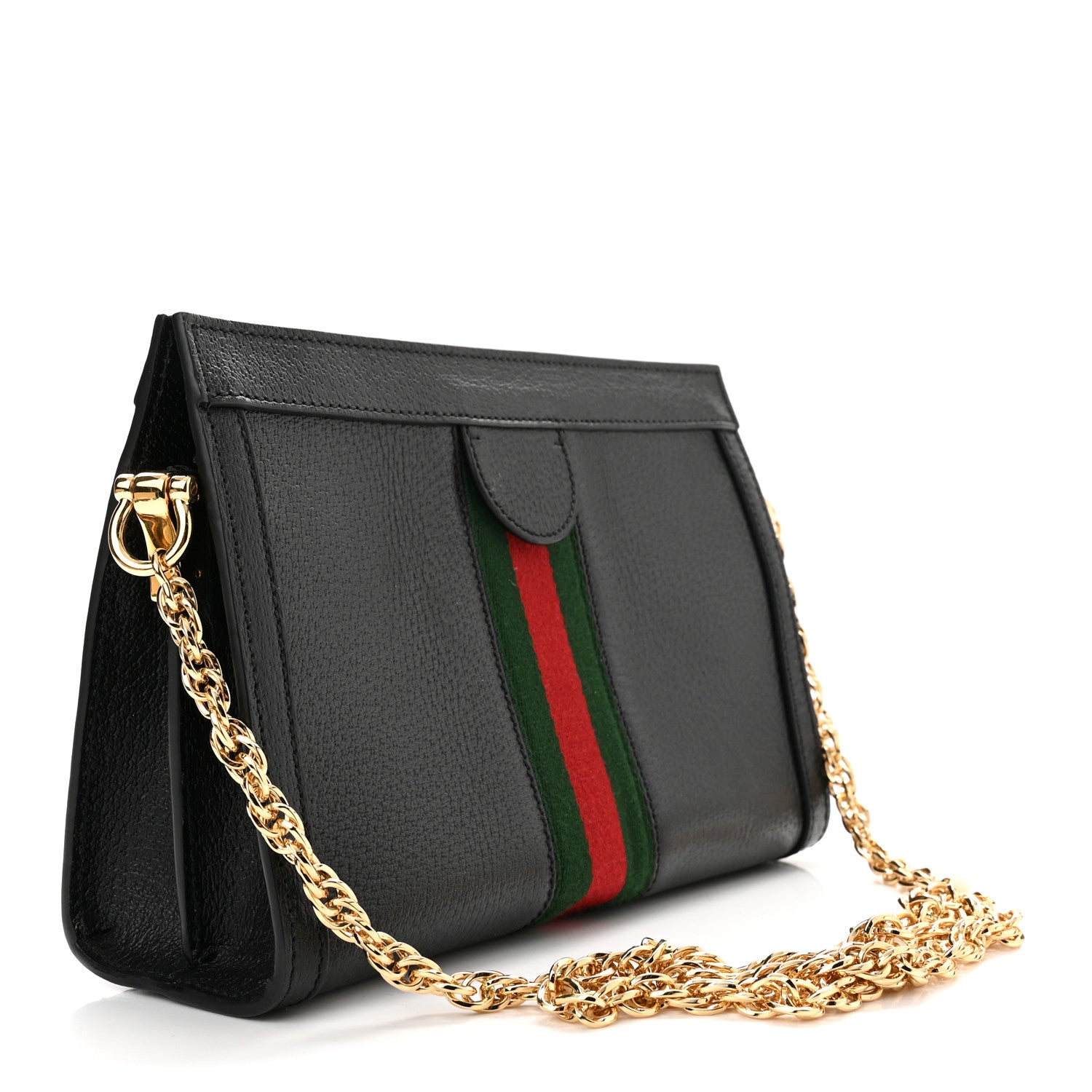 Gucci Calfskin GG Web Small Ophidia Chain Shoulder Bag Black 3 of 11