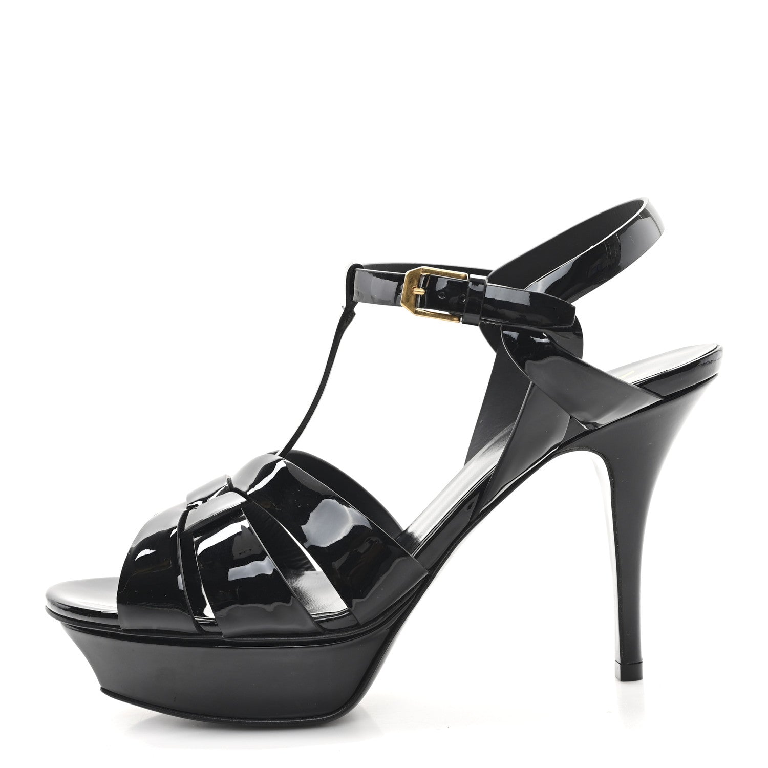 Saint Laurent Patent Tribute 75 Platform Sandals 38.5 Black 1 of 10