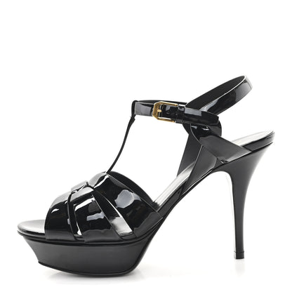 Saint Laurent Patent Tribute 75 Platform Sandals 38.5 Black 1 of 10