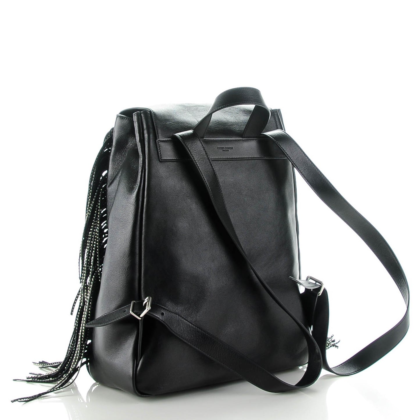 Calfskin Studded Fringe Festival Backpack Black