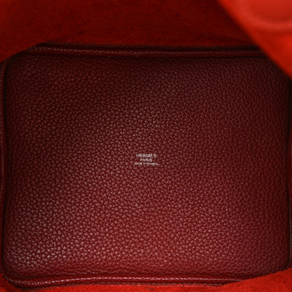 Hermes Taurillon Clemence Swift Picotin Lock 22 MM Rouge H Brique 5 of 9