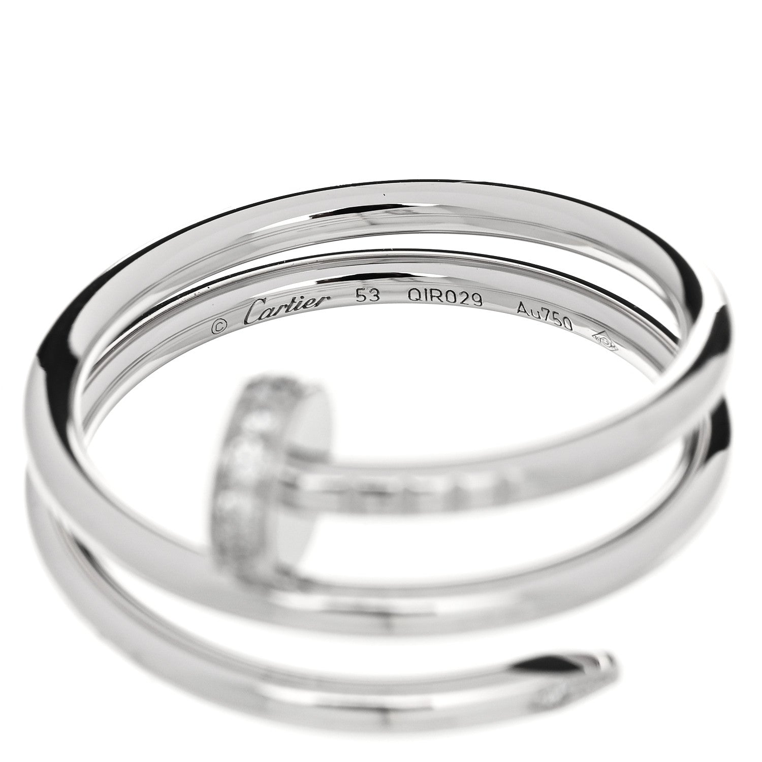 Cartier 18K White Gold Diamond Double Juste Un Clou Ring 53 6.25 5 of 6