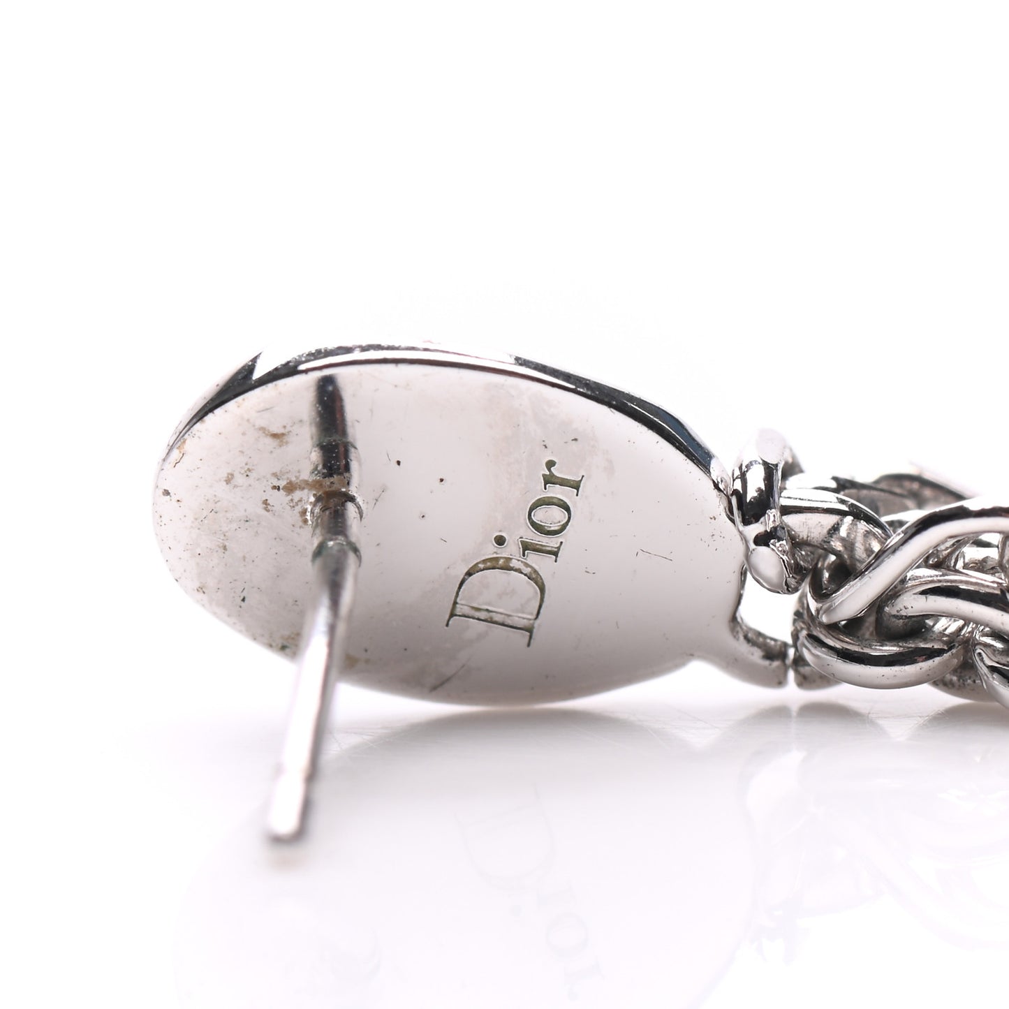 Crystal Heart Drop Earrings Silver