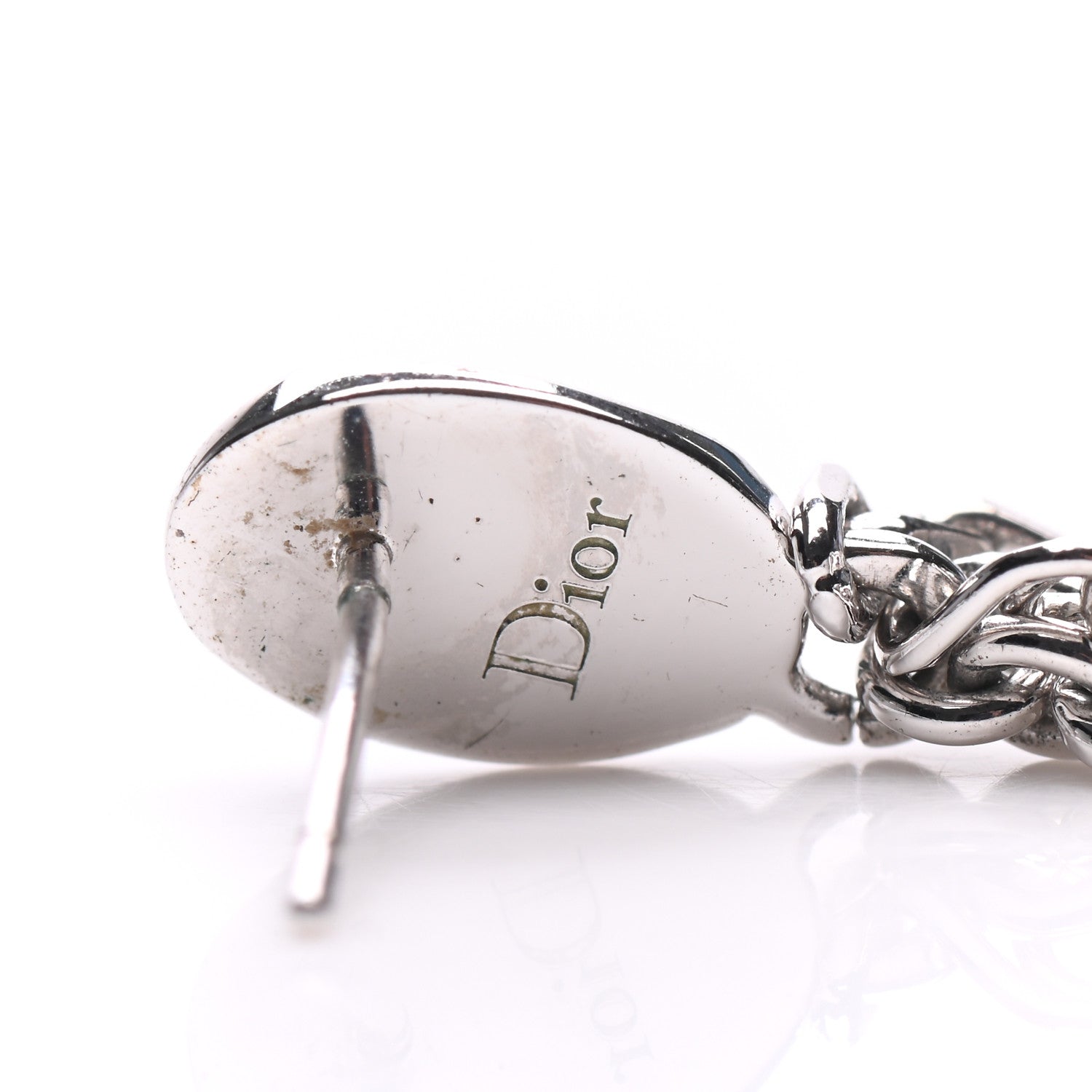 Christian Dior Crystal Heart Drop Earrings Silver 3 of 4