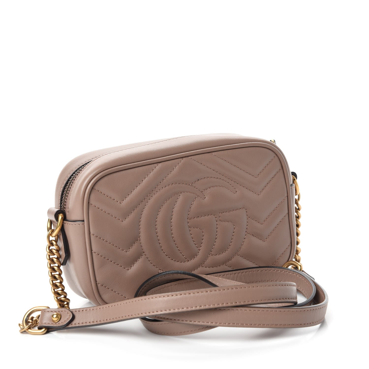 Gucci Calfskin Matelasse Mini GG Marmont Chain Shoulder Bag Porcelain Rose 3 of 10