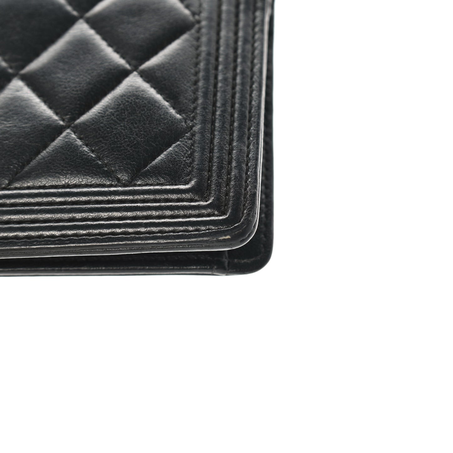 Lambskin Quilted Boy Yen Wallet Black