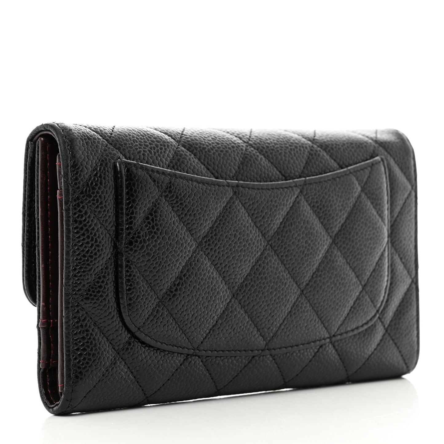 Caviar Quilted Large Flap Wallet Black