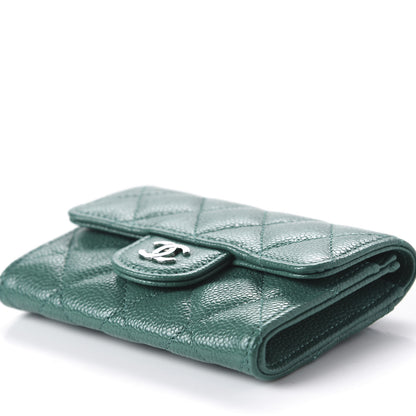 Chanel Caviar Quilted Card Holder Wallet Green 5 of 10