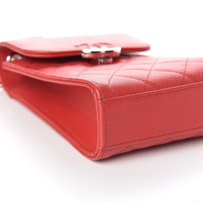 Chanel Grained Calfskin Quilted CC Box Clutch With Chain Red 9 of 12