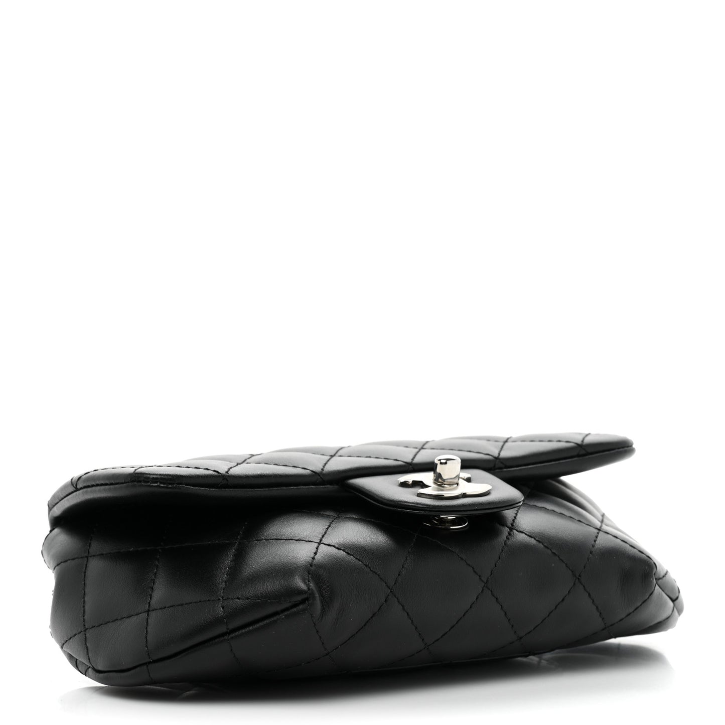 Calfskin Quilted CC Uniform Flap Belt Bag Black