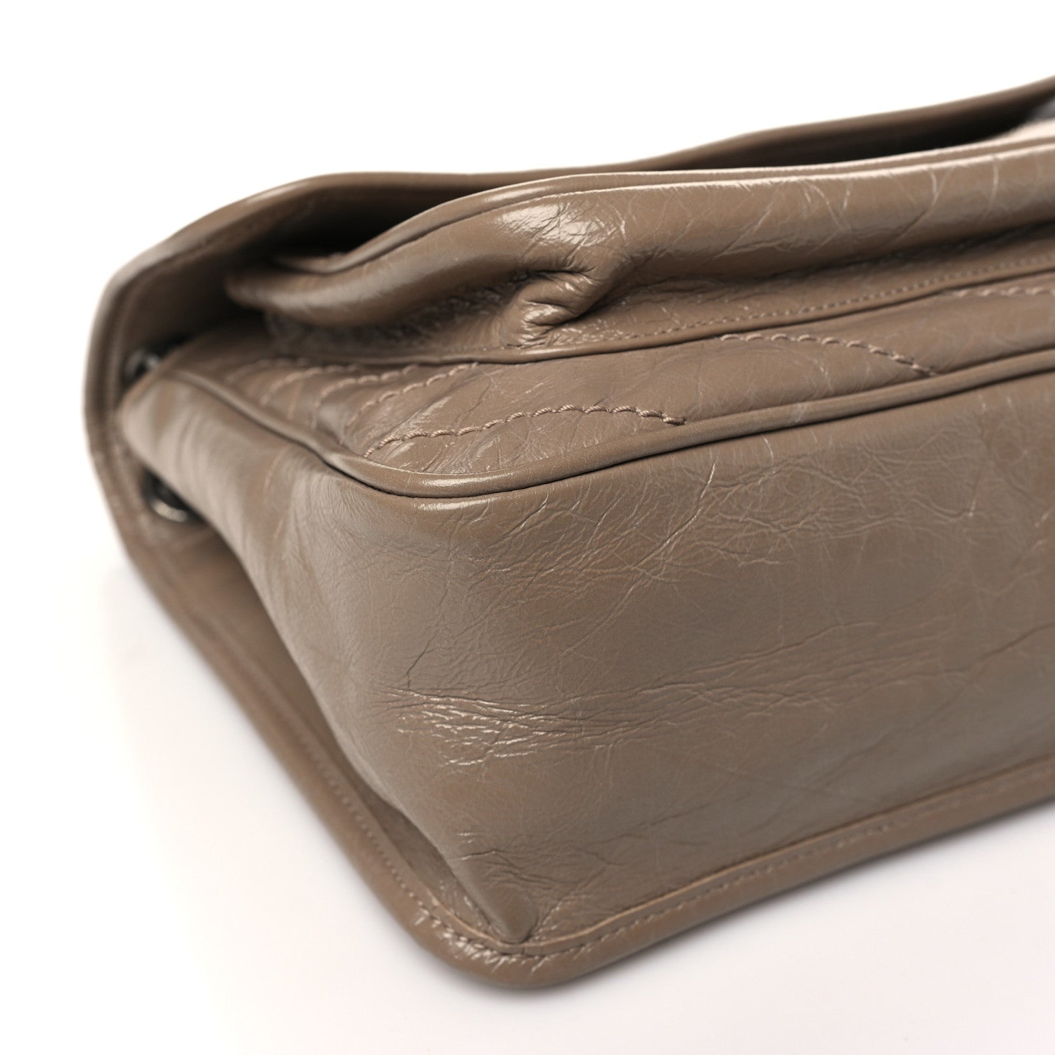 Saint Laurent Crinkled Calfskin Matelasse Monogram Medium Niki Chain Satchel Light Taupe 9 of 10