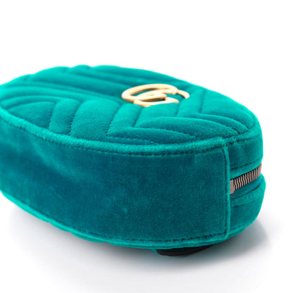 Gucci Velvet Matelasse GG Marmont Belt Bag 85 34 Pavone Cyan 7 of 11