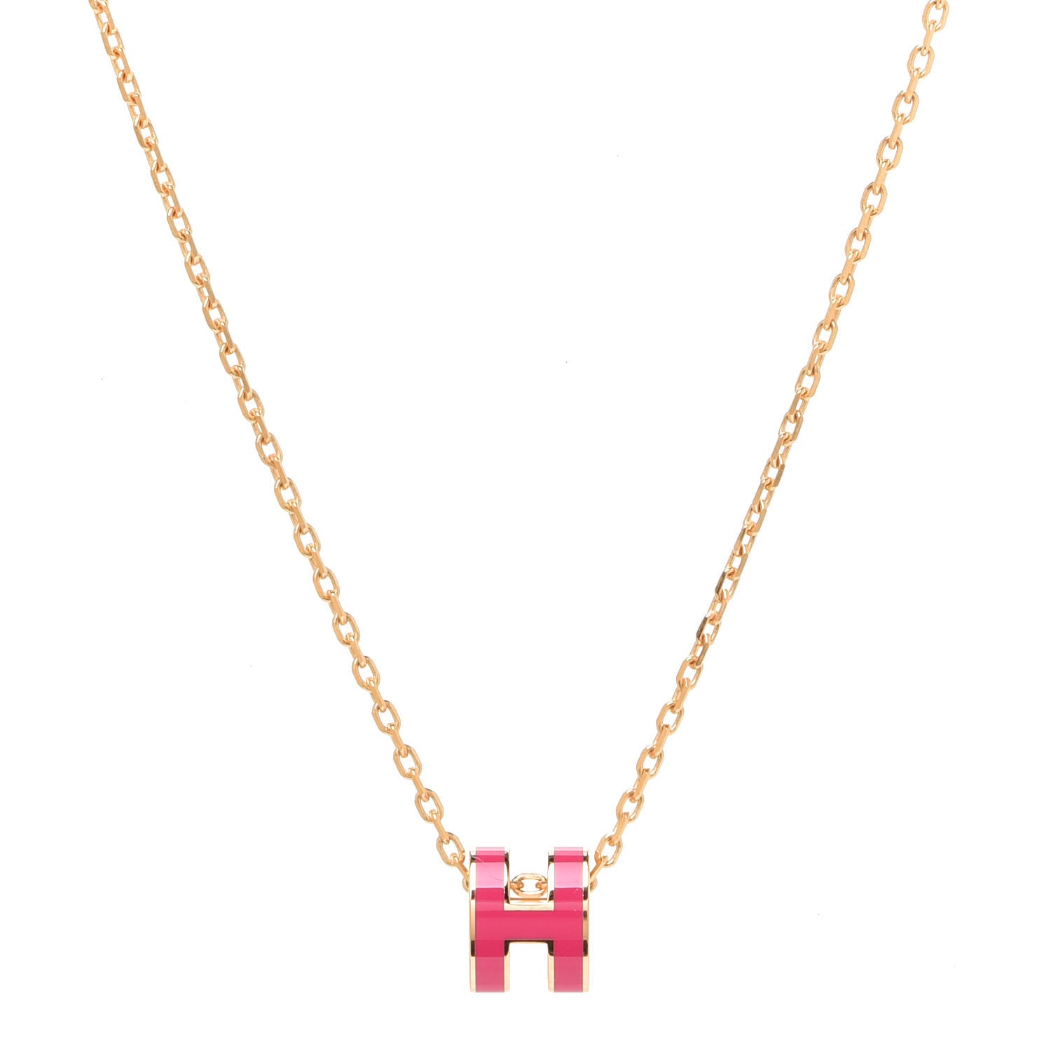 Hermes Lacquered Rose Gold Mini Pop H Pendant Necklace Rose Extreme 1 of 8