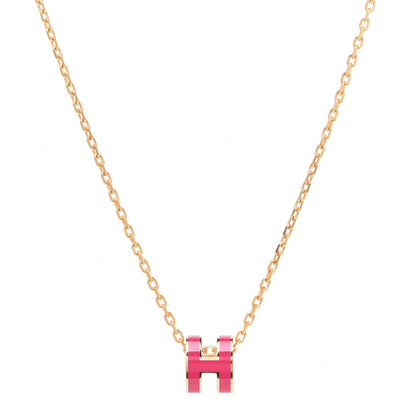 Hermes Lacquered Rose Gold Mini Pop H Pendant Necklace Rose Extreme 1 of 8