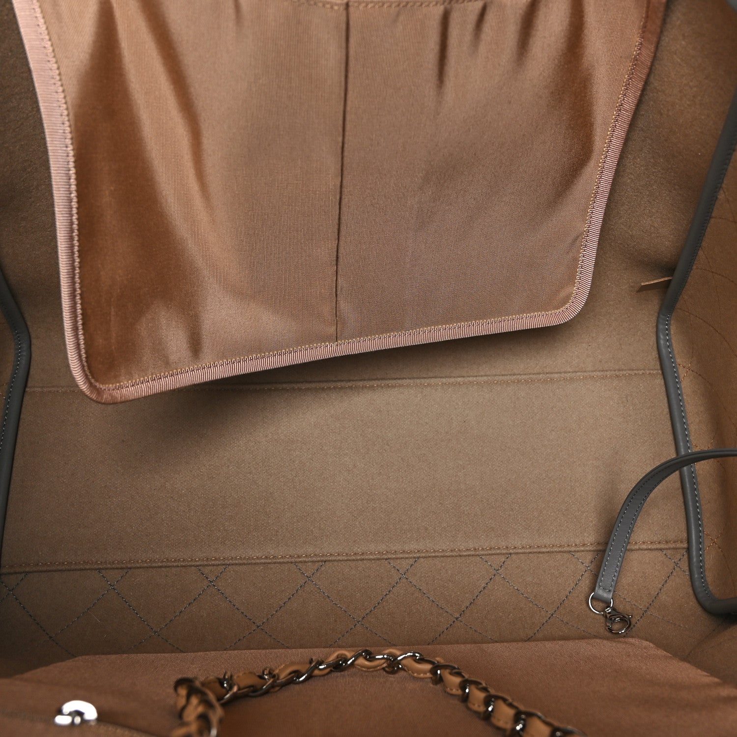 Chanel Wool Felt Large Deauville Tote Grey Beige 5 of 9