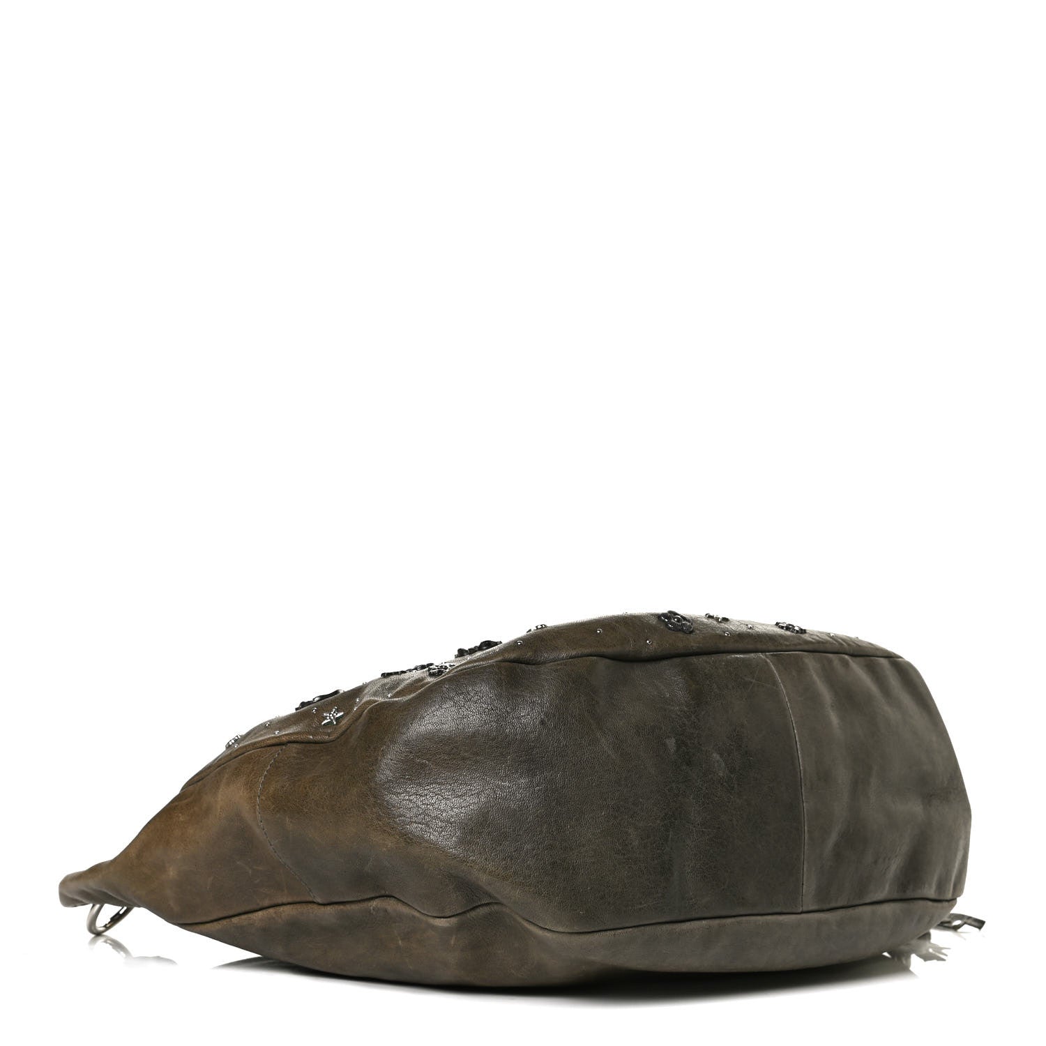 Jimmy Choo Calfskin Studded Sky Hobo Dark Green 4 of 16