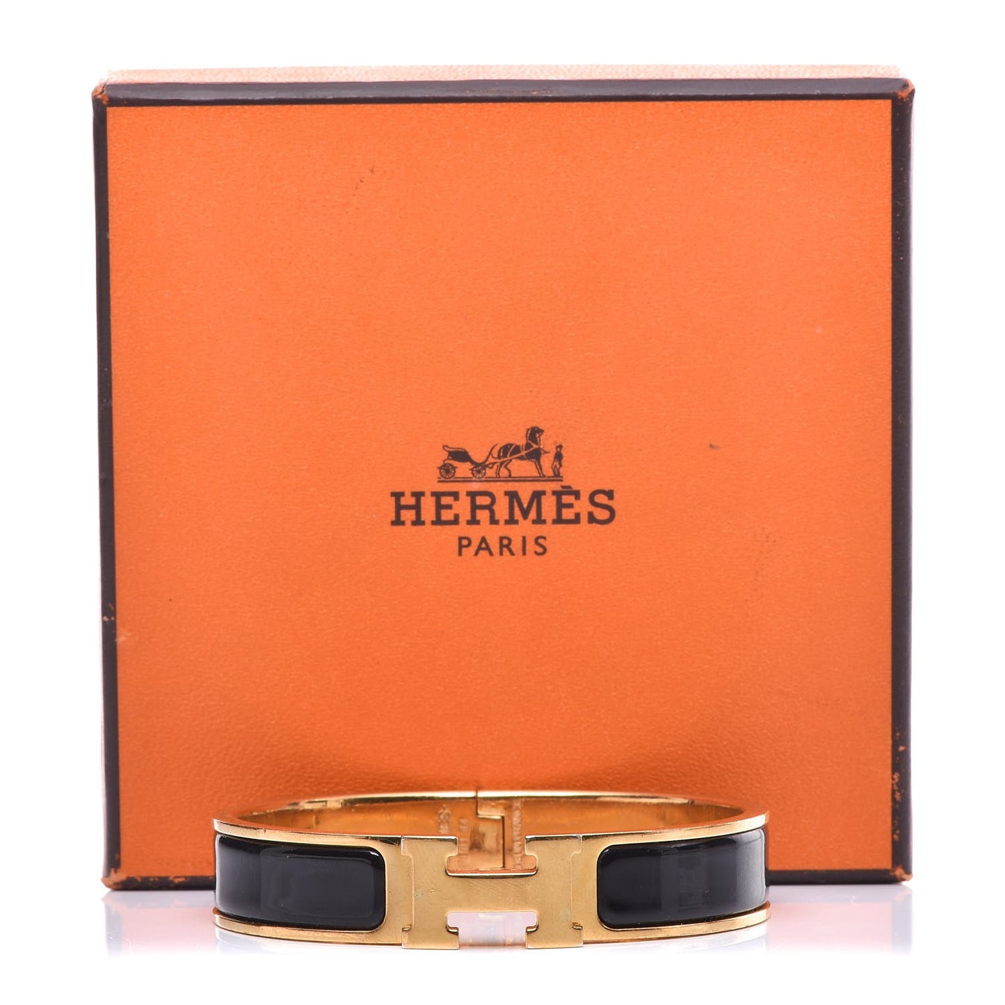 Enamel Narrow Clic Clac H Bracelet PM Black
