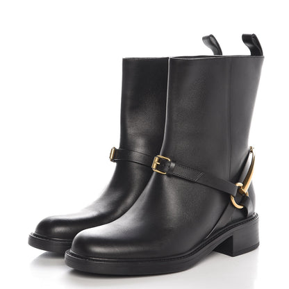 Gucci Calfskin Tess Horsebit Ankle Boots 34.5 Black 3 of 7