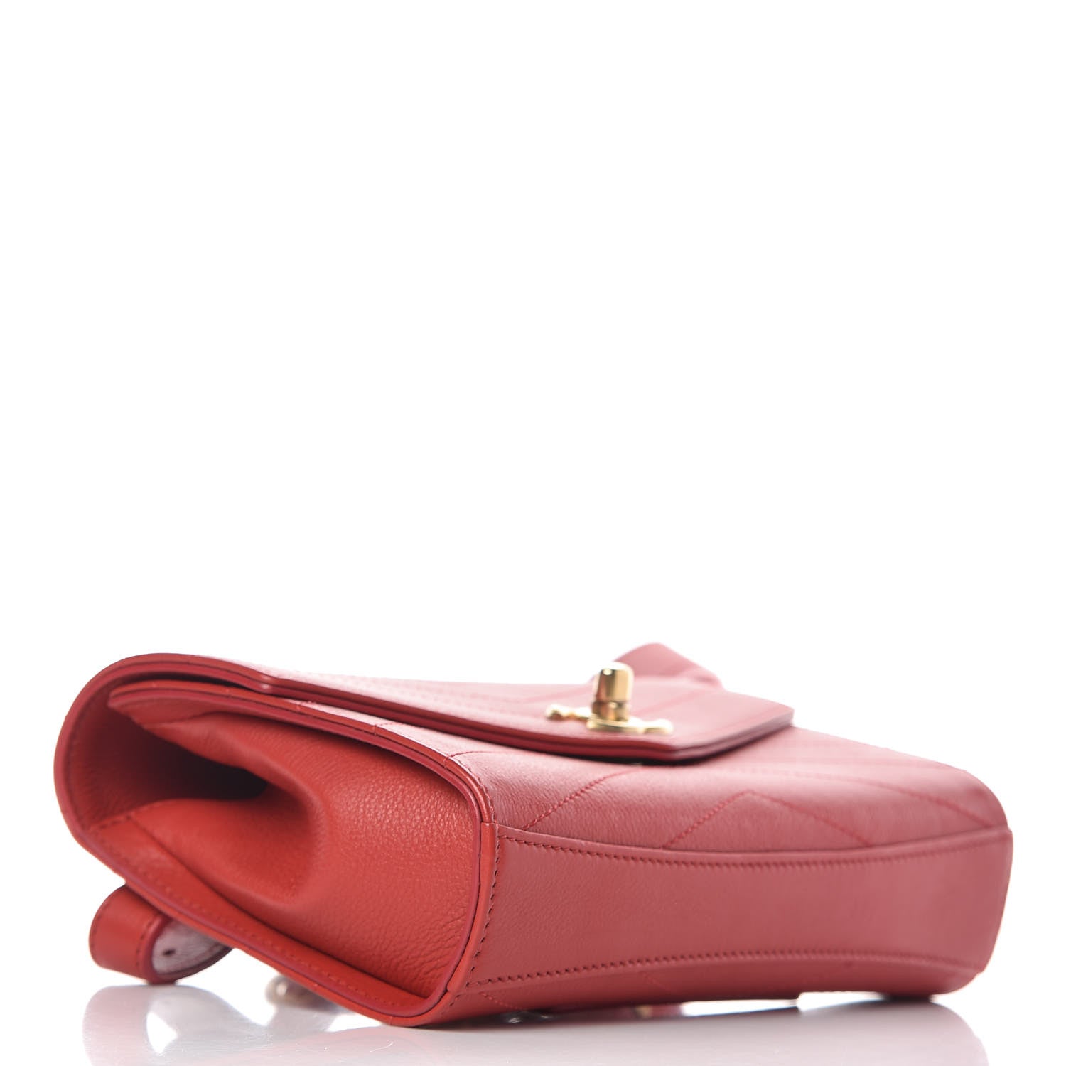 Chanel Calfskin Chevron Stitched Coco Waist Bag Red 4 of 13