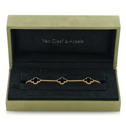 Van Cleef & Arpels 18K Yellow Gold Black Onyx 5 Motifs Vintage Alhambra Bracelet 4 of 4
