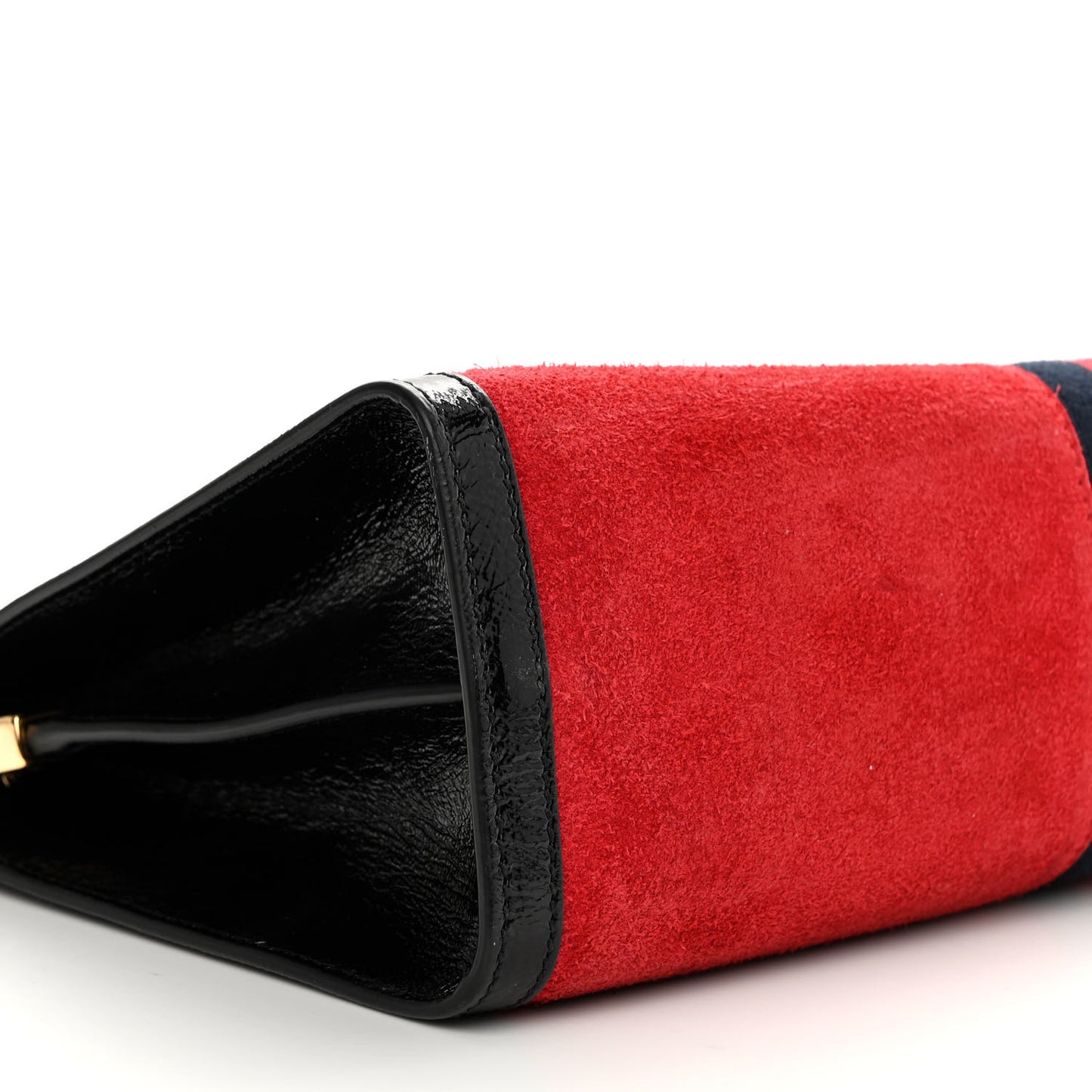 Suede Patent Web Medium Ophidia Chain Shoulder Bag Hibiscus Red Black