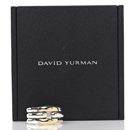 David Yurman Sterling Silver 18K Yellow Gold Thoroughbred Cushion Link Ring 54 7 5 of 5