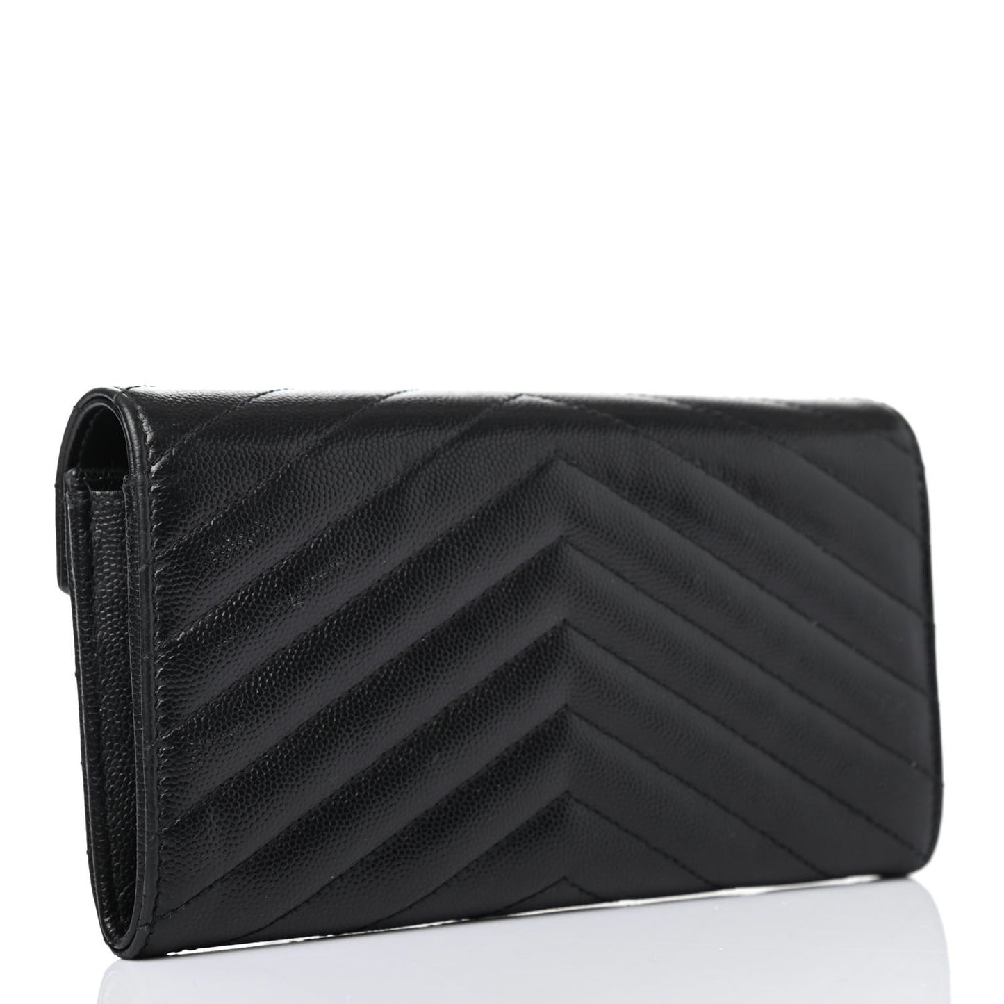 Grain De Poudre Matelasse Chevron Monogram Flap Wallet Black