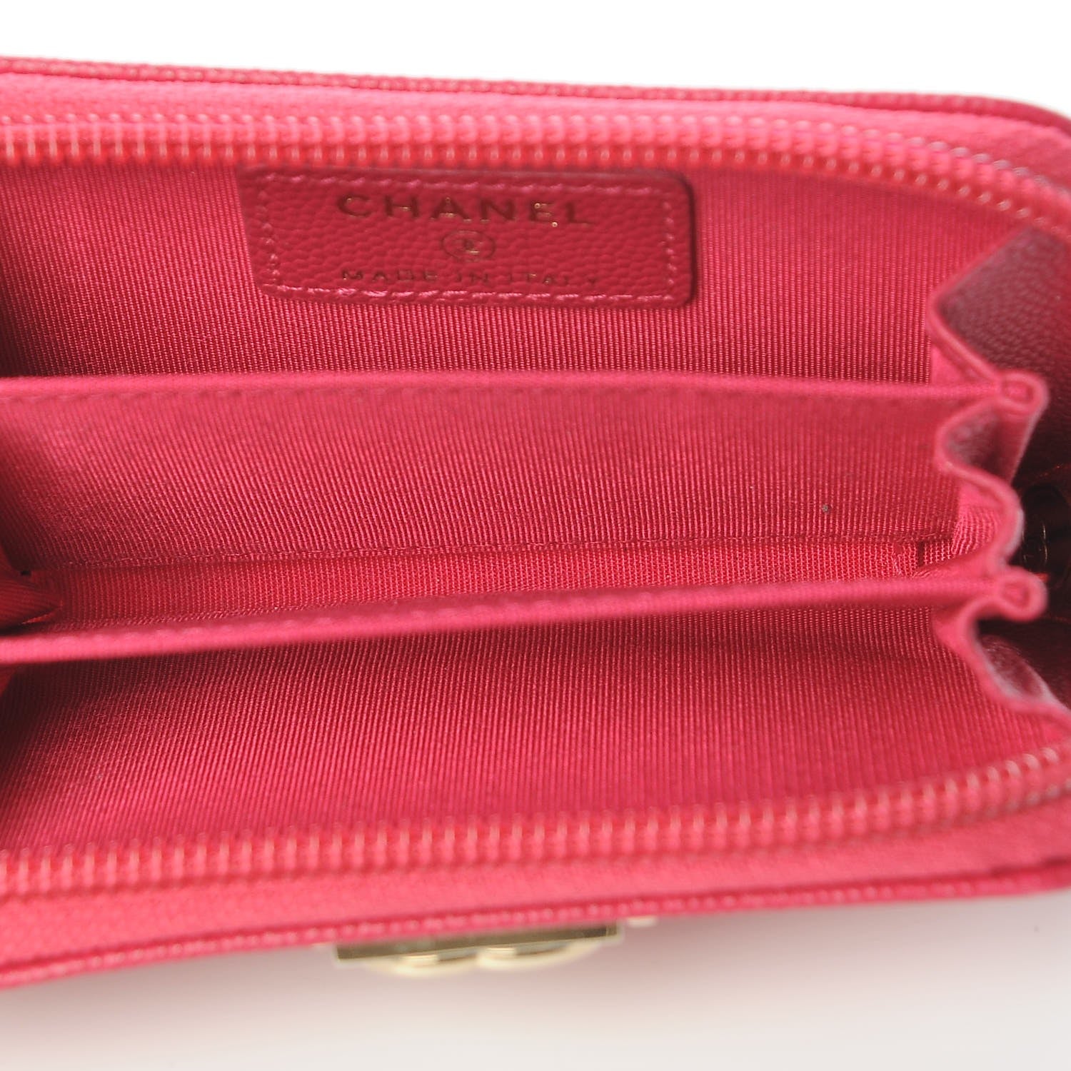 Chanel Caviar Quilted Boy Zip Around Coin Purse Wallet Fuchsia 5 of 15