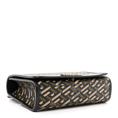 Versace Coated Canvas La Greca Signature Top Handle Bag Black Khaki 4 of 9