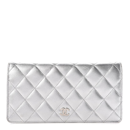 Chanel Metallic Lambskin Quilted Yen Wallet Silver 1 of 19