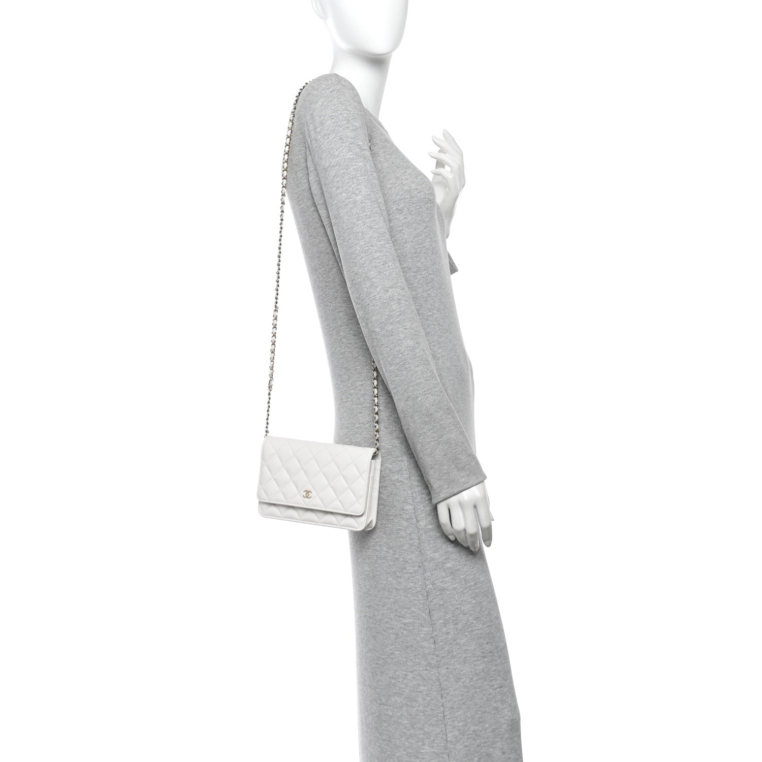 Chanel Caviar Quilted Wallet on Chain WOC White 2 of 11