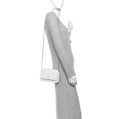 Chanel Caviar Quilted Wallet on Chain WOC White 2 of 11