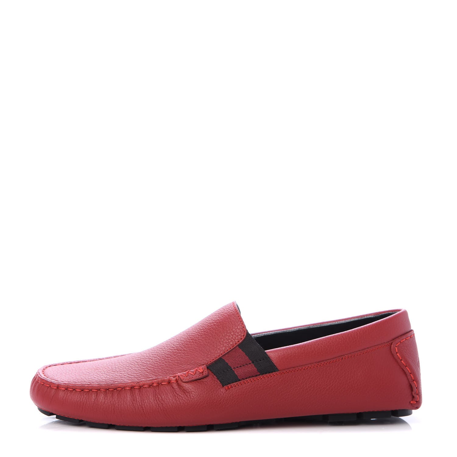 Gucci Calfskin Web Mens Driver Loafers 8.5 Red 1 of 6