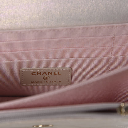 Chanel Iridescent Lambskin Quilted Mini Wallet On Chain WOC Ivory 8 of 11