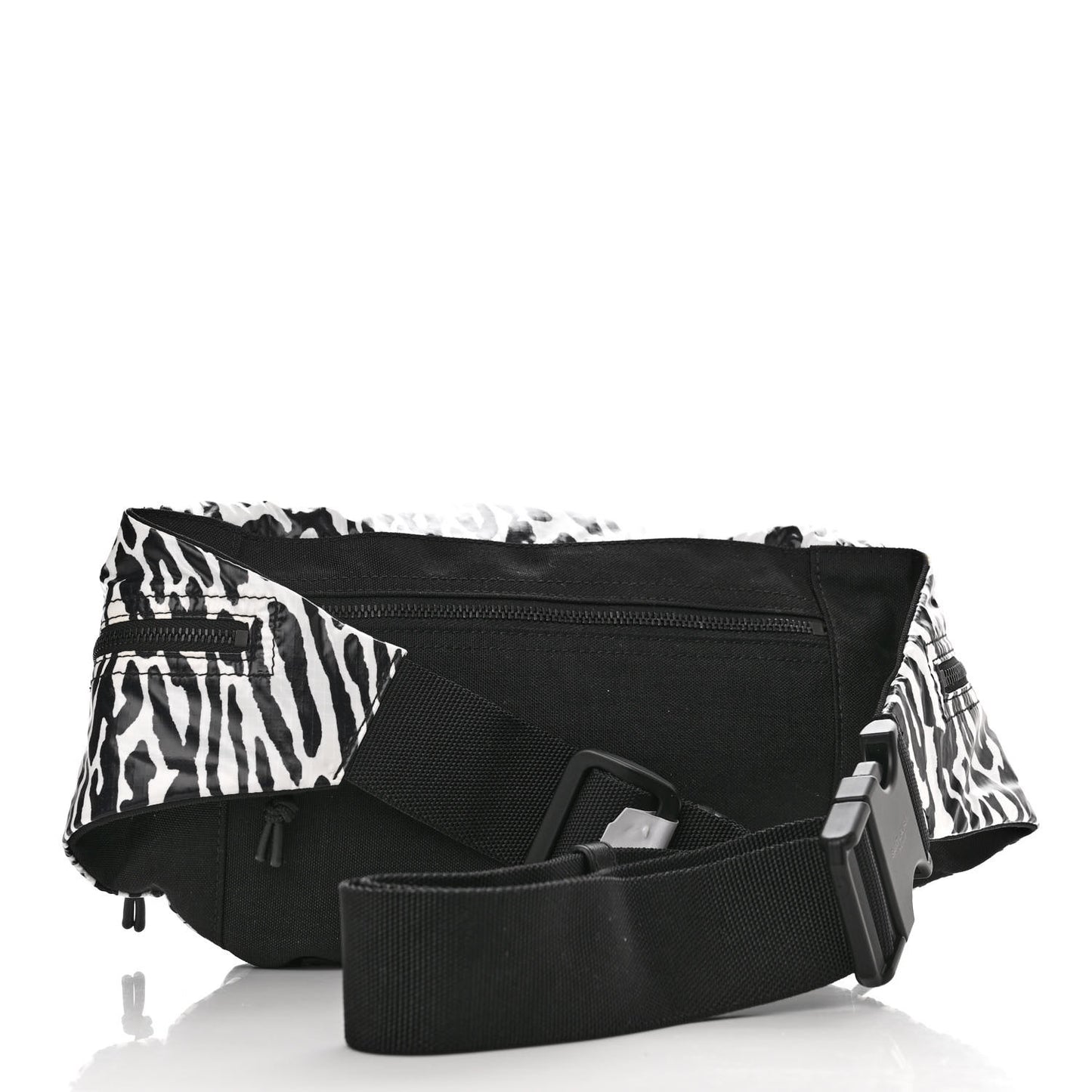 Nylon Leopard Print Belt Bag Black