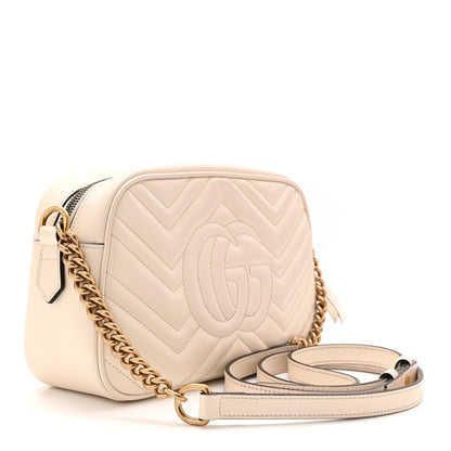 Gucci Calfskin Matelasse Small GG Marmont Chain Shoulder Bag White 3 of 11