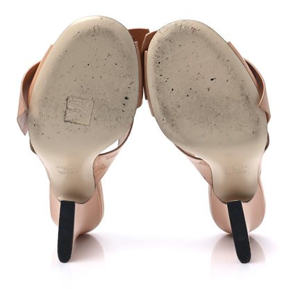Fendi Calfskin Karligraphy Embossed Ffreedom Mules 39 Beige 5 of 7