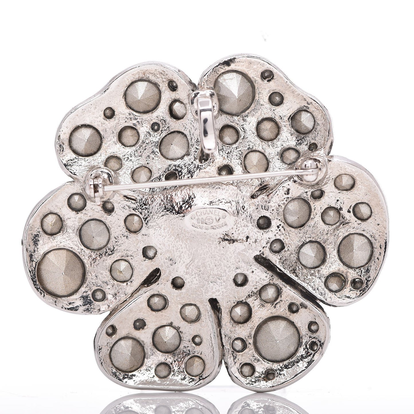 Swarovski Crystal Camellia CC Brooch Silver
