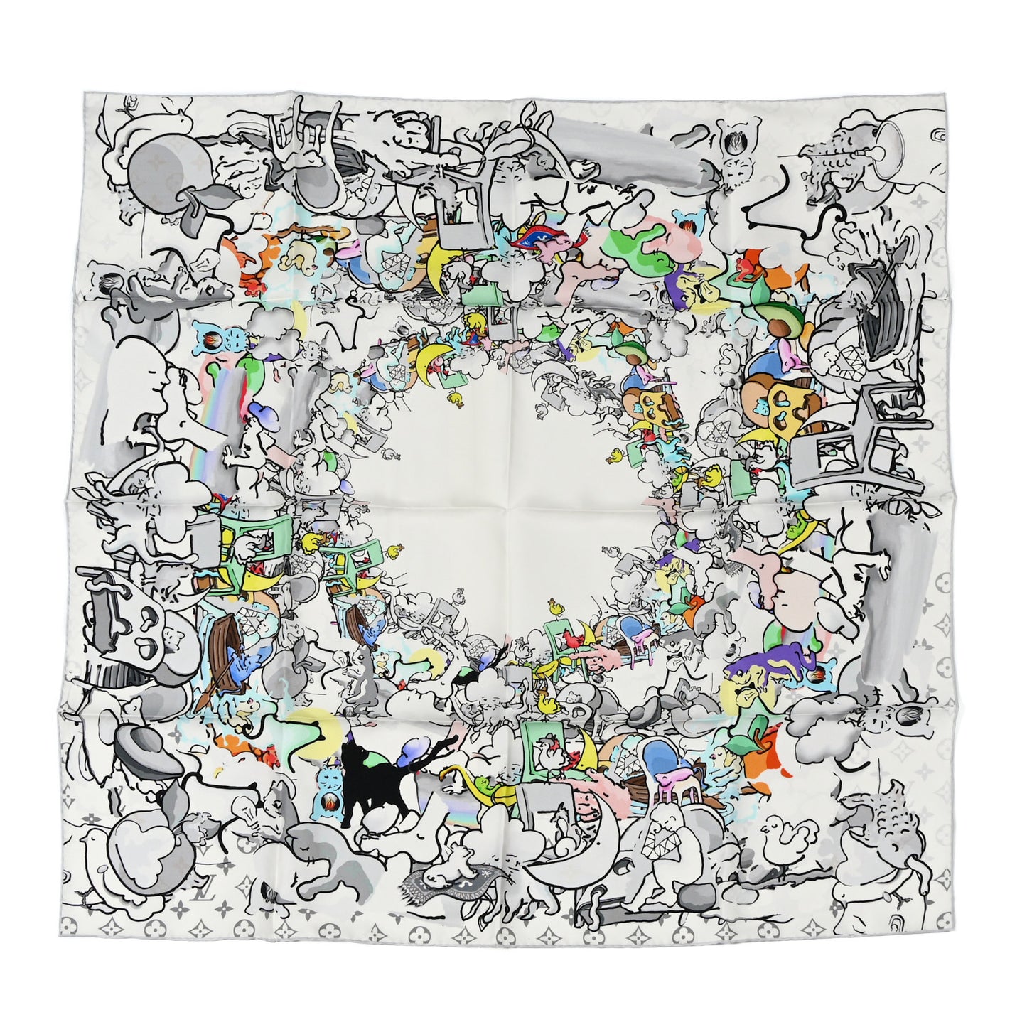 X UF Silk Bordercase Scarf Multicolor