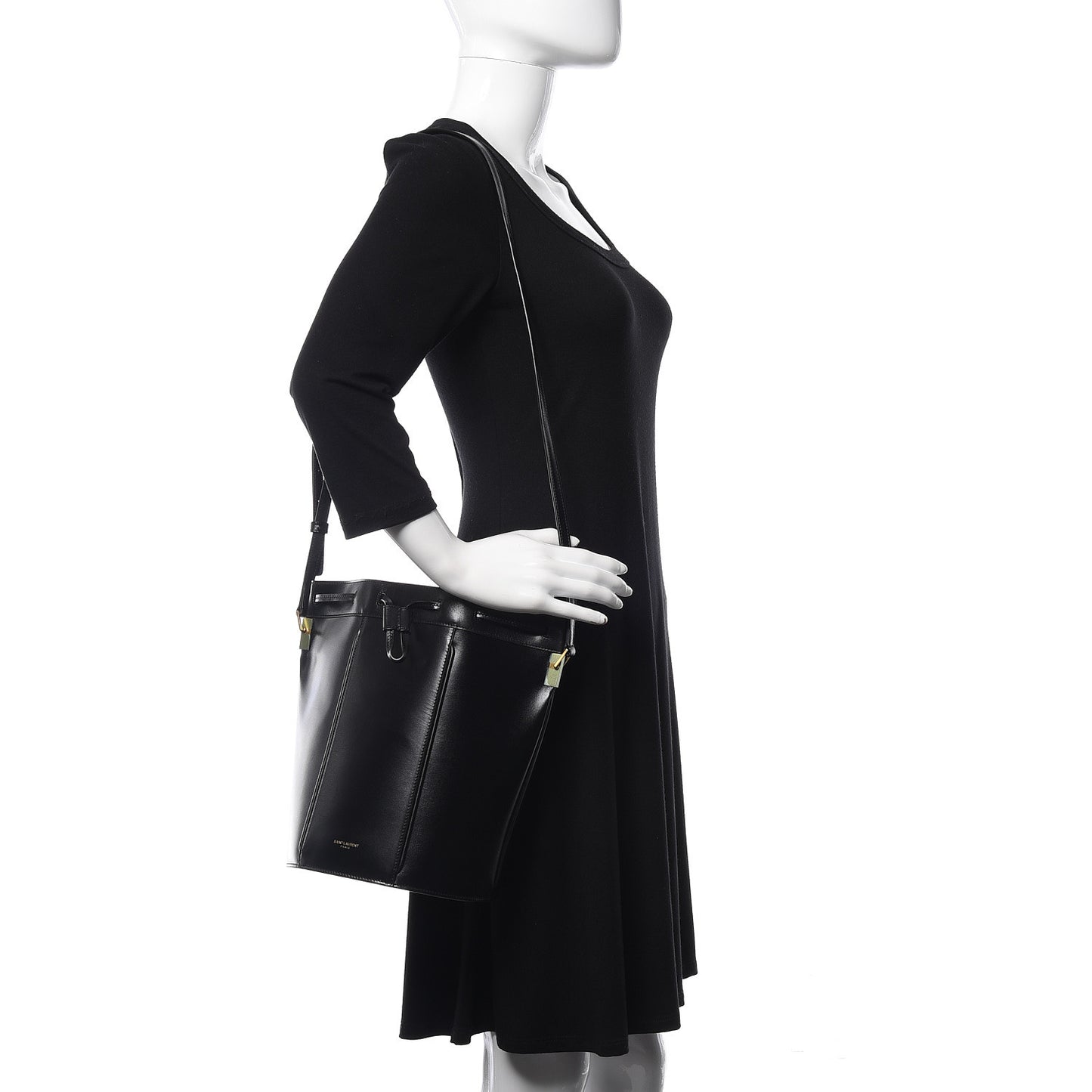 Smooth Calfskin Medium Talitha Bucket Bag Black