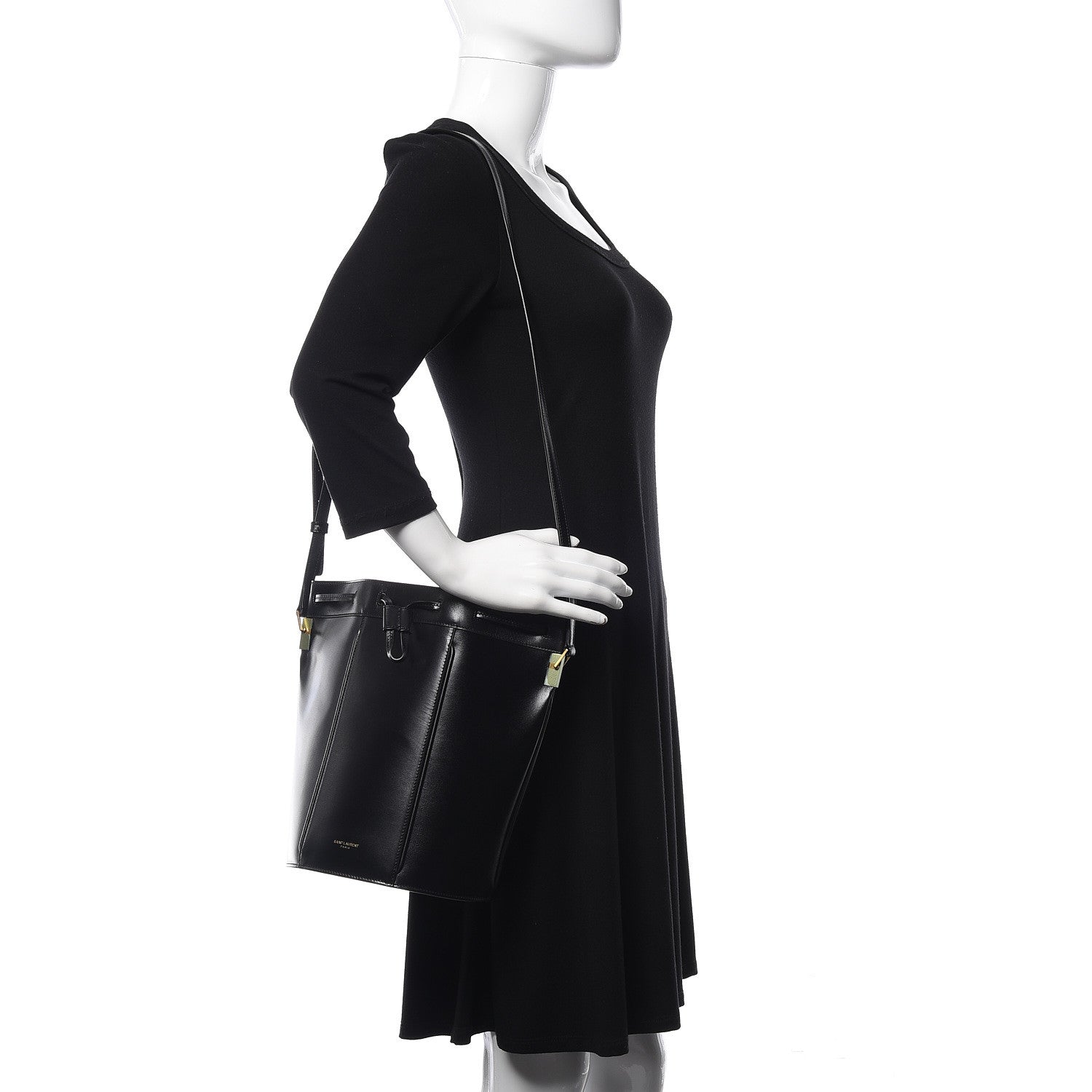 Saint Laurent Smooth Calfskin Medium Talitha Bucket Bag Black 2 of 12