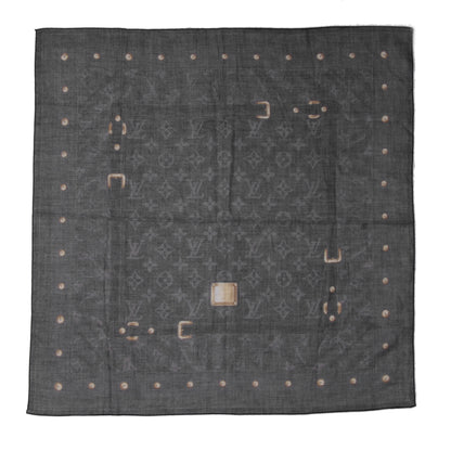 Louis Vuitton Silk Monogram New Denim Bandana Scarf Black 2 of 3