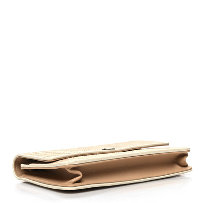 Chanel Grained Calfskin Diamond Stitched Wallet On Chain WOC Beige White 4 of 12