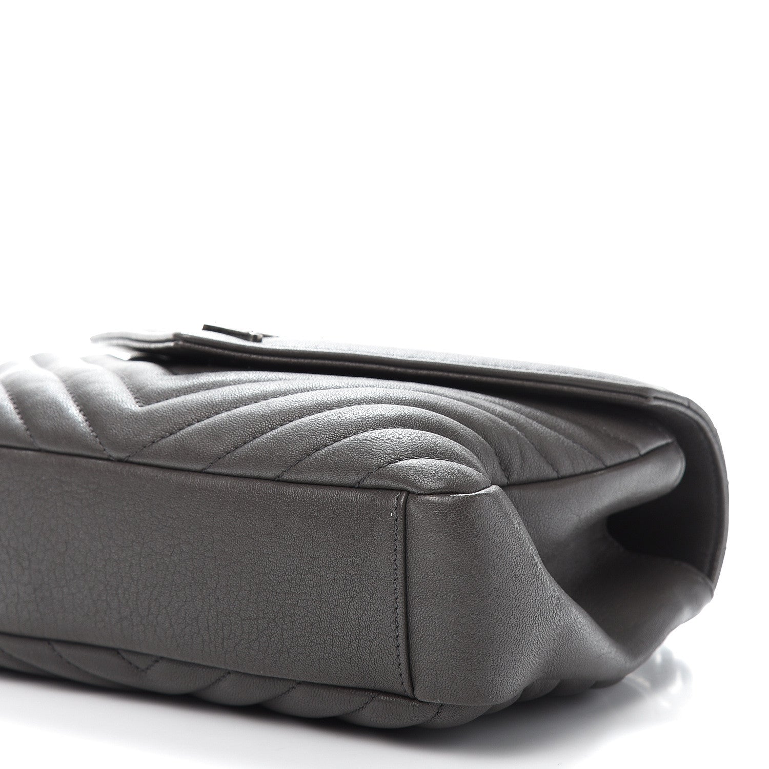 Saint Laurent Sheepskin Matelasse Chevron Monogram Medium College Bag Asphalt 10 of 11